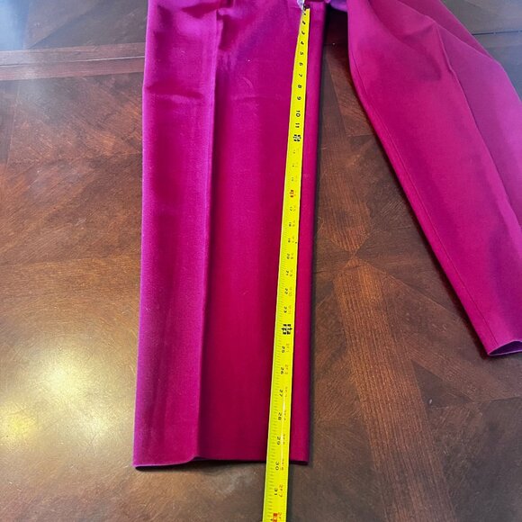 Jaeger Womens High-Waisted Pleated 100% pure Wool Trousers XS Fuchsia Pink 80's - Picture 7 of 13